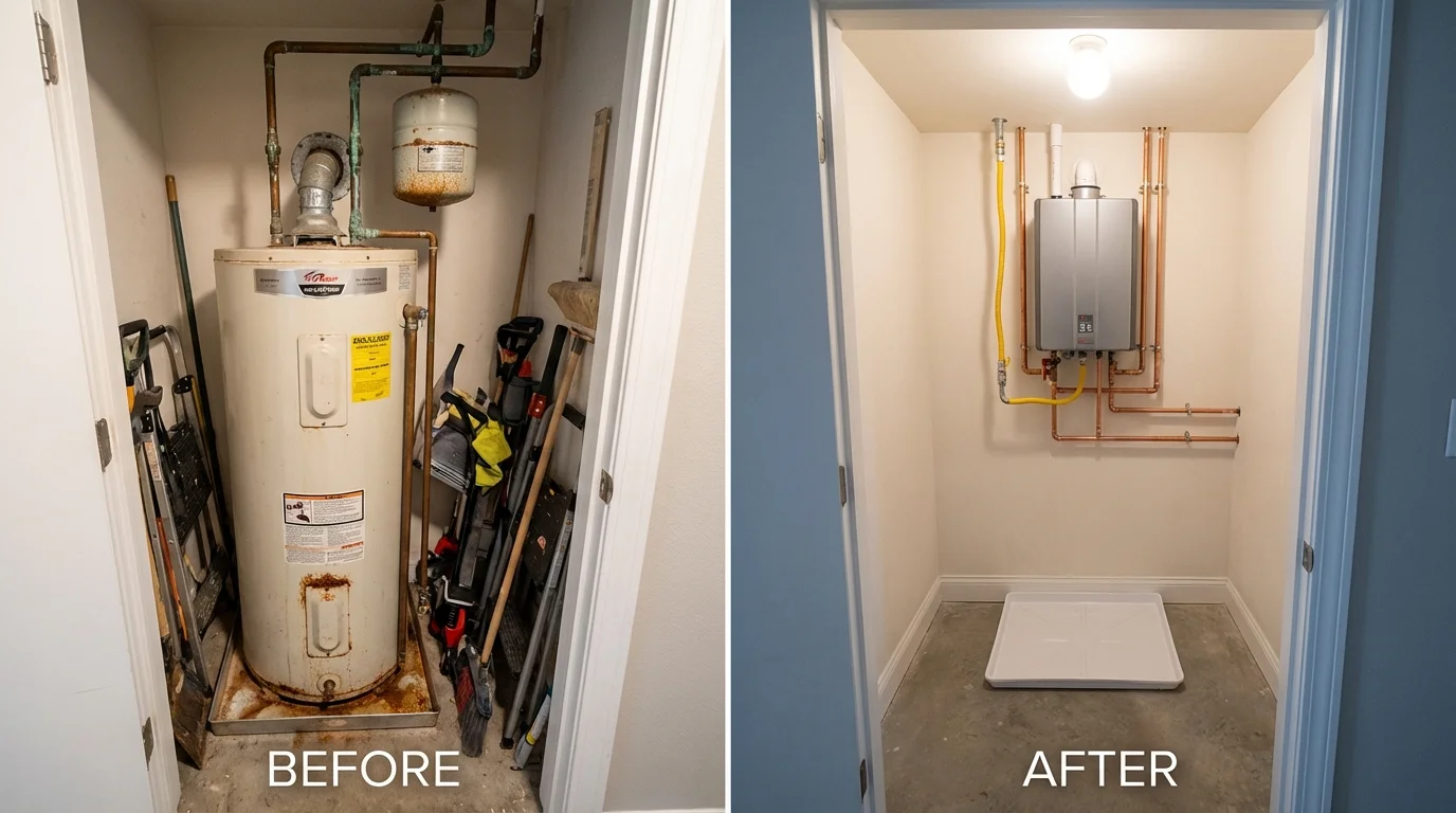 Tank water heater versus wall-mounted tankless unit comparison for Kerhonkson, NY homeowners