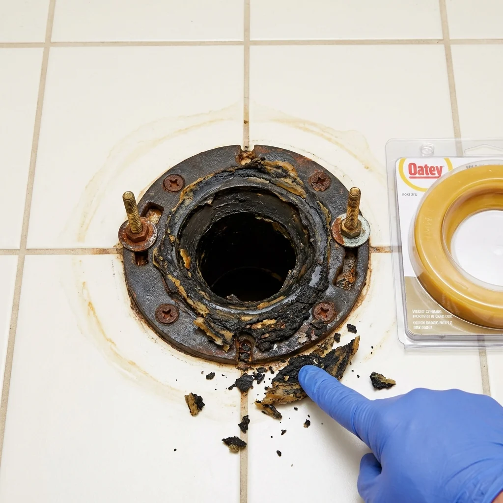 Failed wax ring showing water seepage at the base of a toilet in a Kerhonkson, NY home